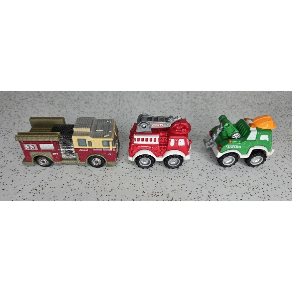 Vtg Mini Tonka Construction & Fire Trucks Maisto Hasbro Lil Chuck & Friends Lot